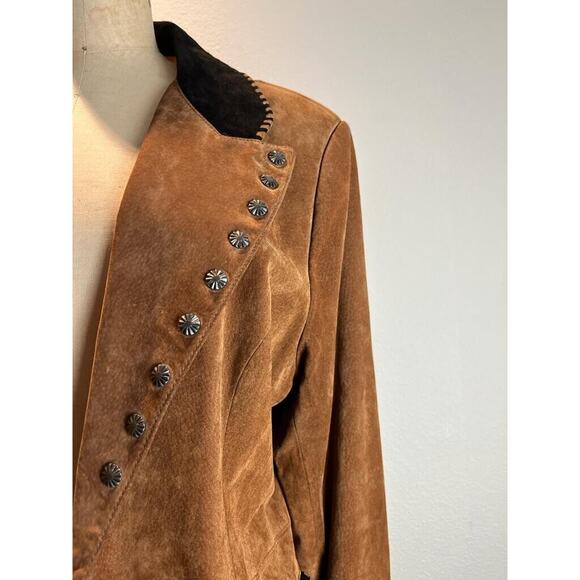 morris kaye and sons, Brown Leather Suede Coat, M - Picture 3 of 7